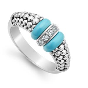 Lagos Diamond Turquoise Ring Size 8